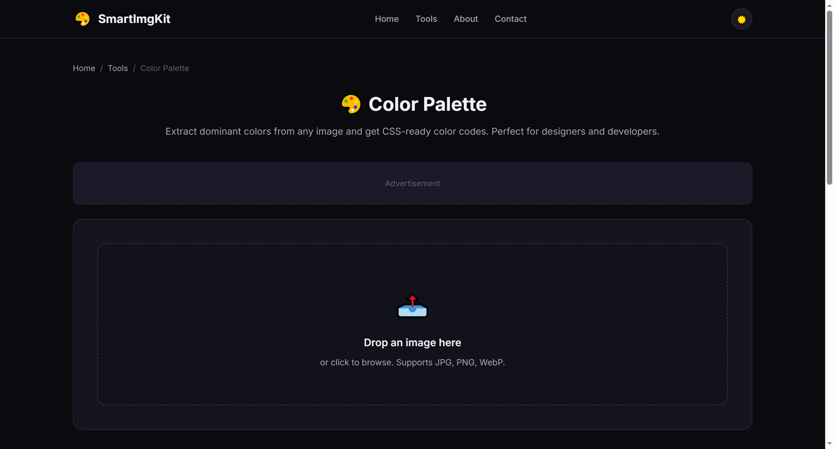 Color Palette tool showing extracted colors