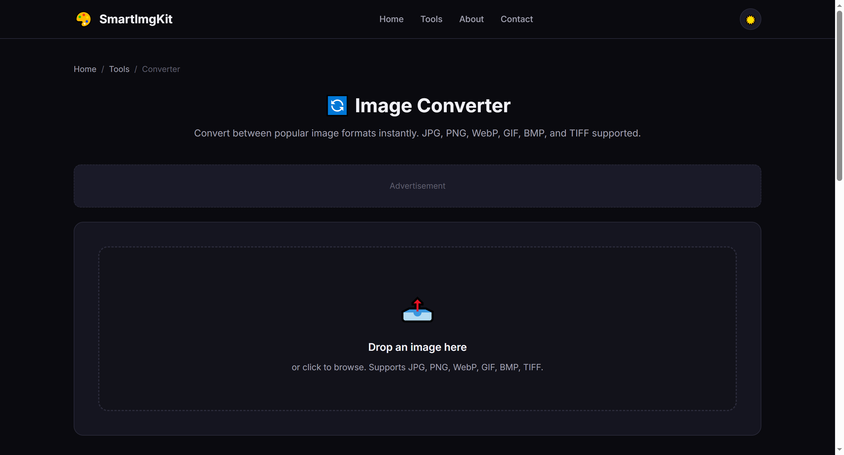 Converter interface showing upload and format selection